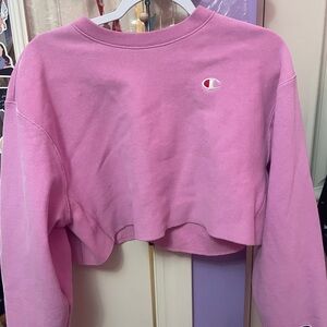 Champion Women's Pink Cropped Sweatshirt